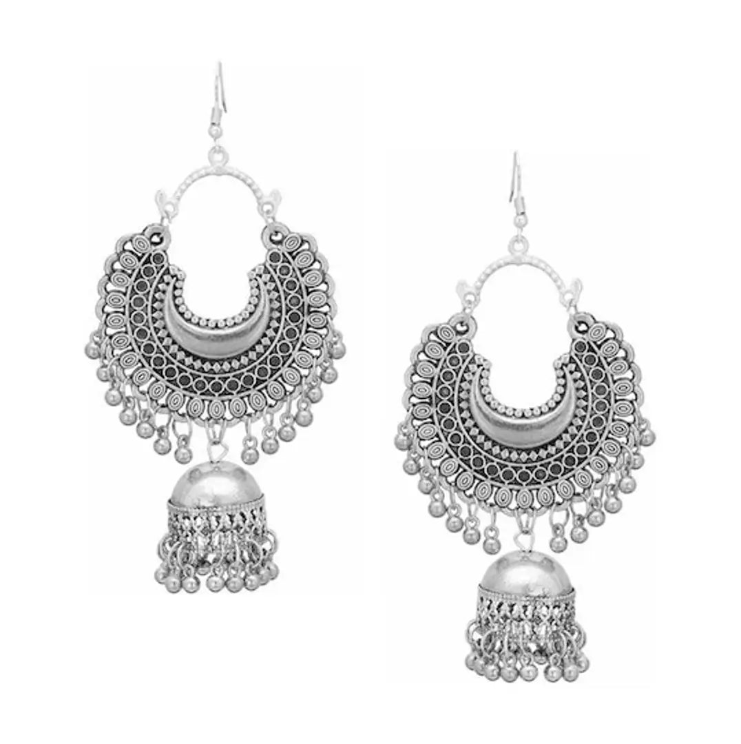 oxidised earring set of 3 combo earrings with chain