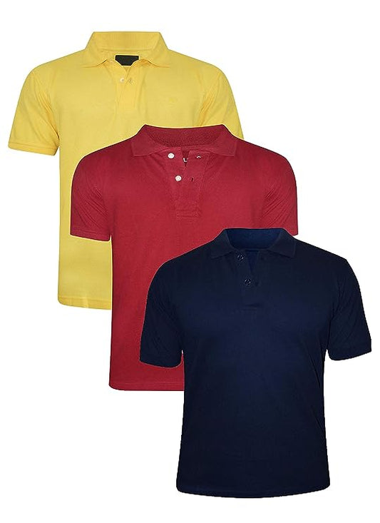 Polo Matty Tshirts For Men-Pack Of 3 (Yellow, Maroon, Black)