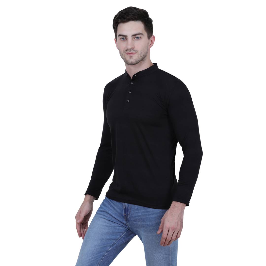 Men's Multicoloured Cotton Blend Solid Henley Tees (Pack of 5)