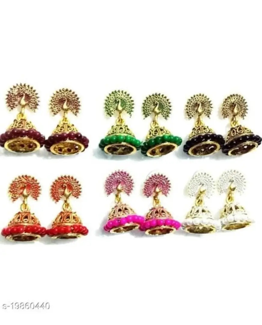 Multicoloured Alloy Earring combo of 6 earrings