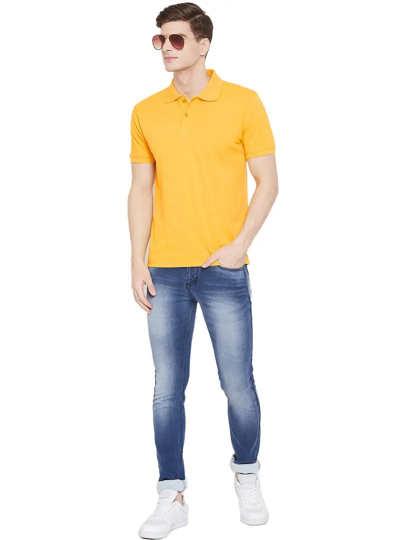 Stylish Polycotton Solid Polos For Men- Pack Of 5