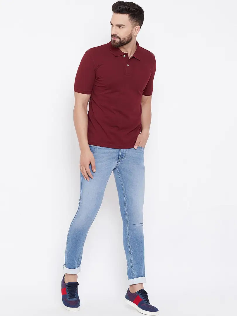 Stylish Polycotton Solid Polos For Men- Pack Of 5