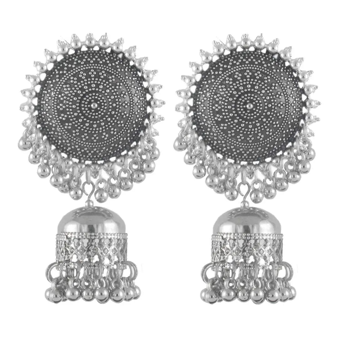 oxidised earring set of 3 combo earrings with chain