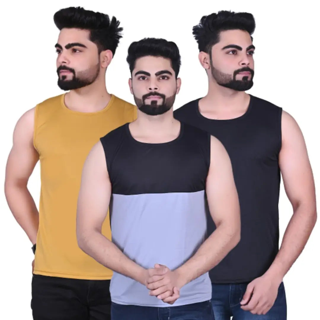 regular men solid vest combo (pack of 3)