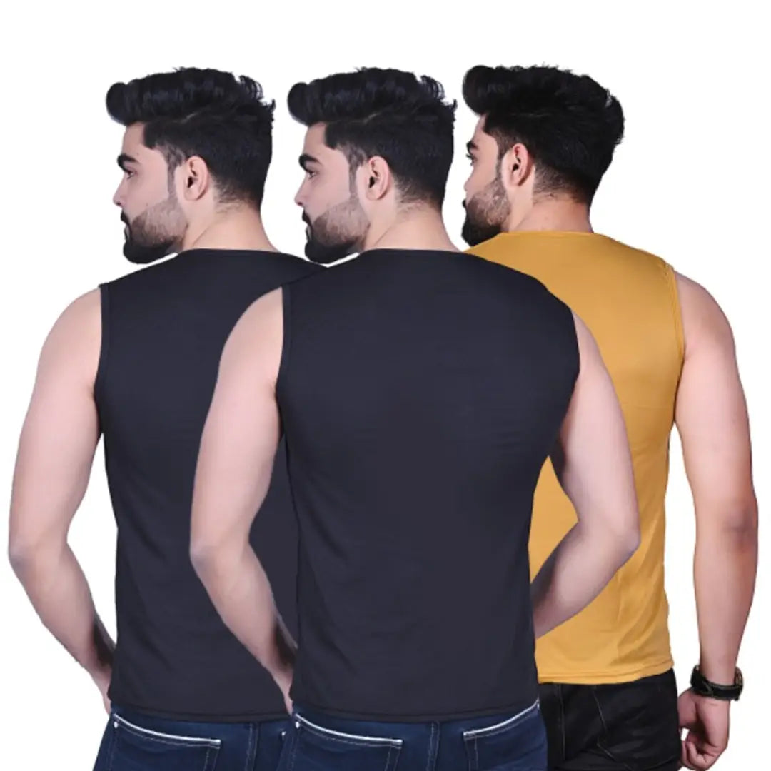 regular men solid vest combo (pack of 3)