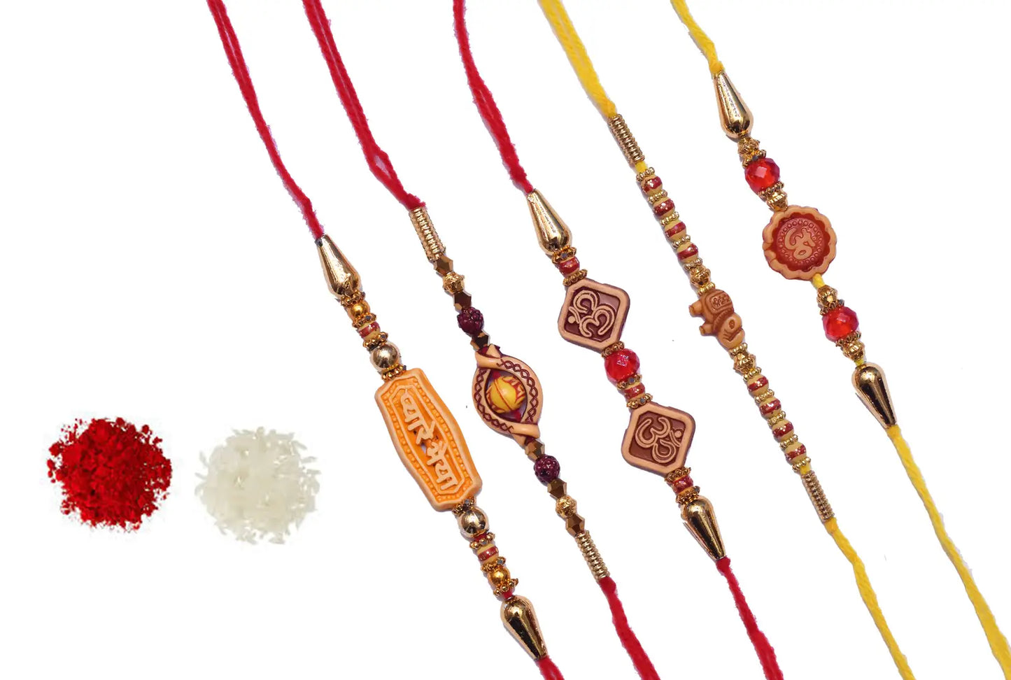 Beautiful Sandalwood Rakhi for Brotyhers Pack of 5