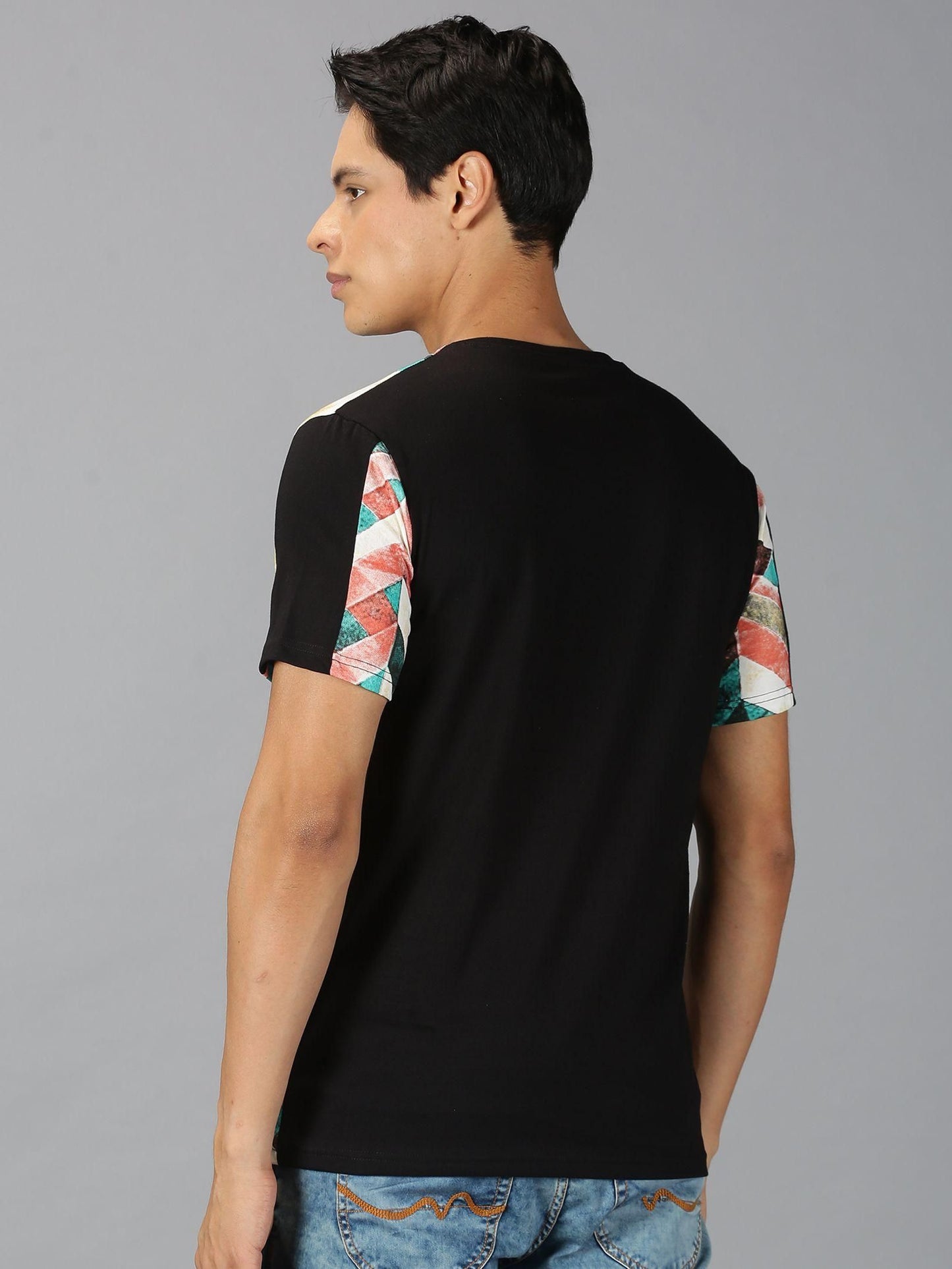 Men Round Neck Multicolor T-Shirt