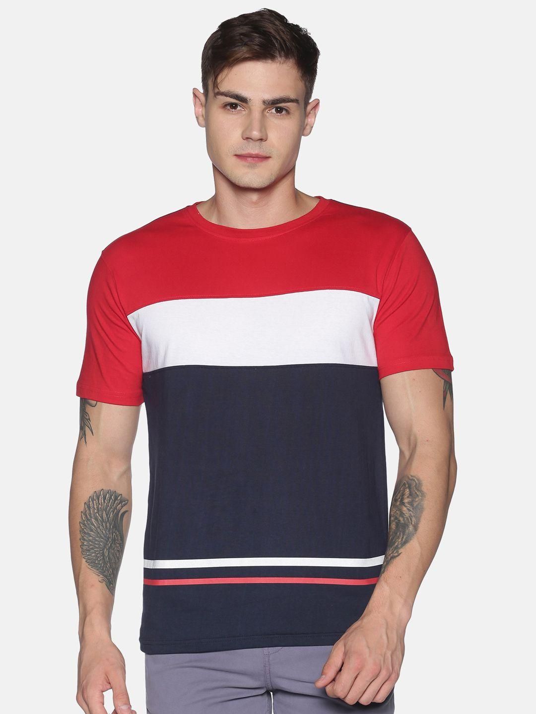 UrGear Cotton Color Block Half Sleeves Mens Round Neck T-Shirt