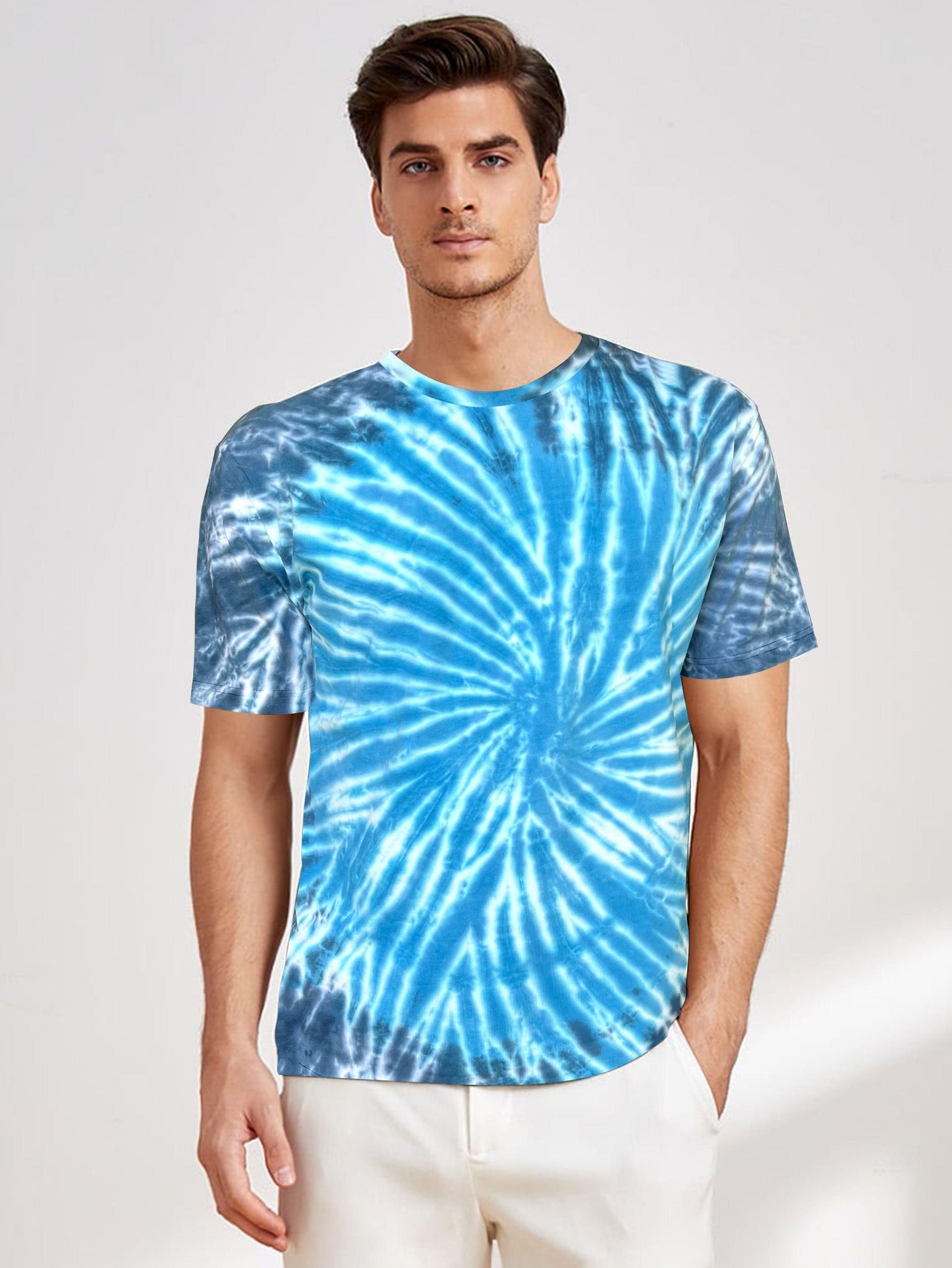 Urgear Cotton Tie & Dye Half Sleeves Mens Round Neck T-Shirt