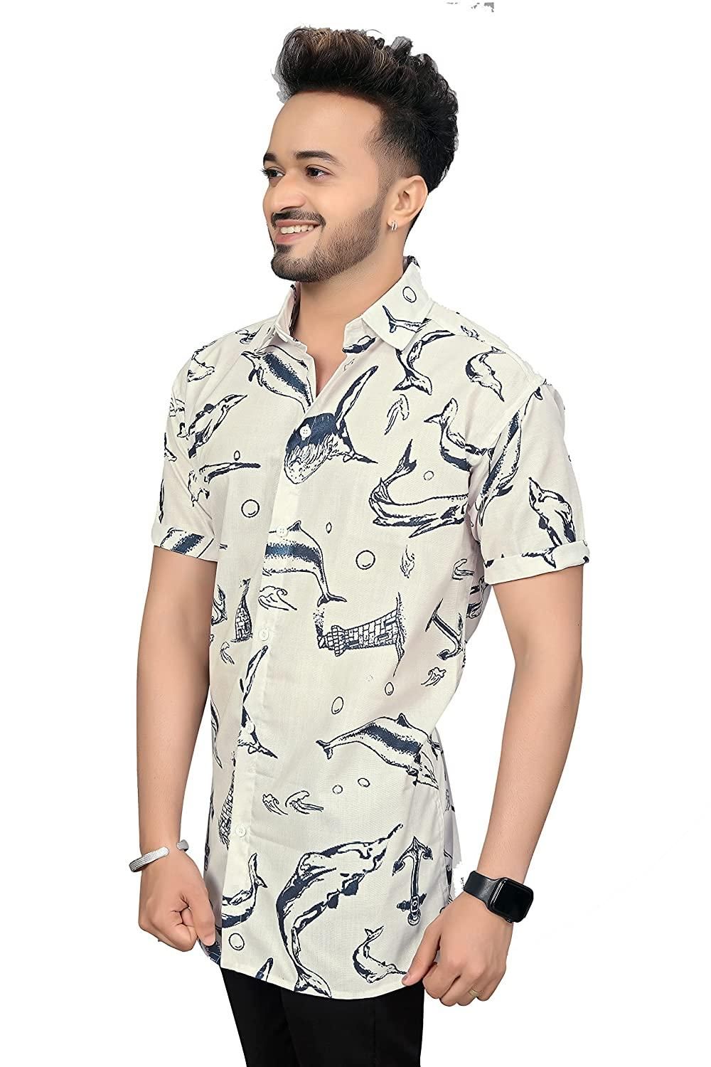 Men Regular Fit Printed Collar Casual Shirt