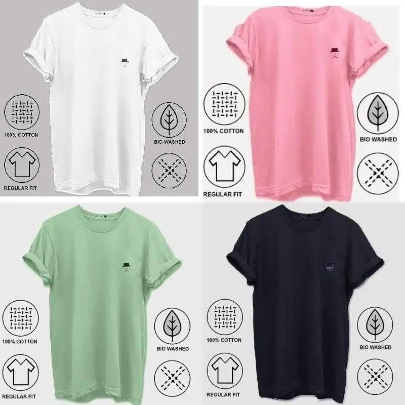 Solid Half Sleeves Round Neck T-Shirt Pack Of 4