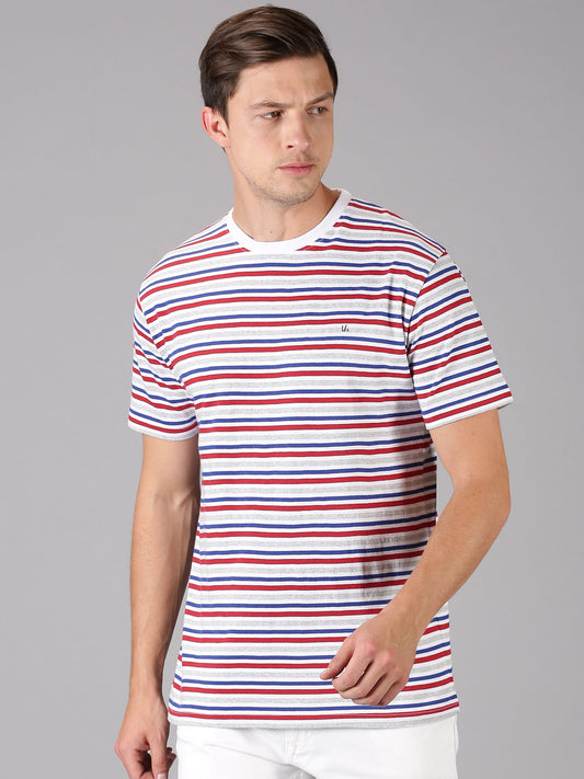 Urgear Cotton Stripes Half Sleeves Mens Round neck T-Shirt