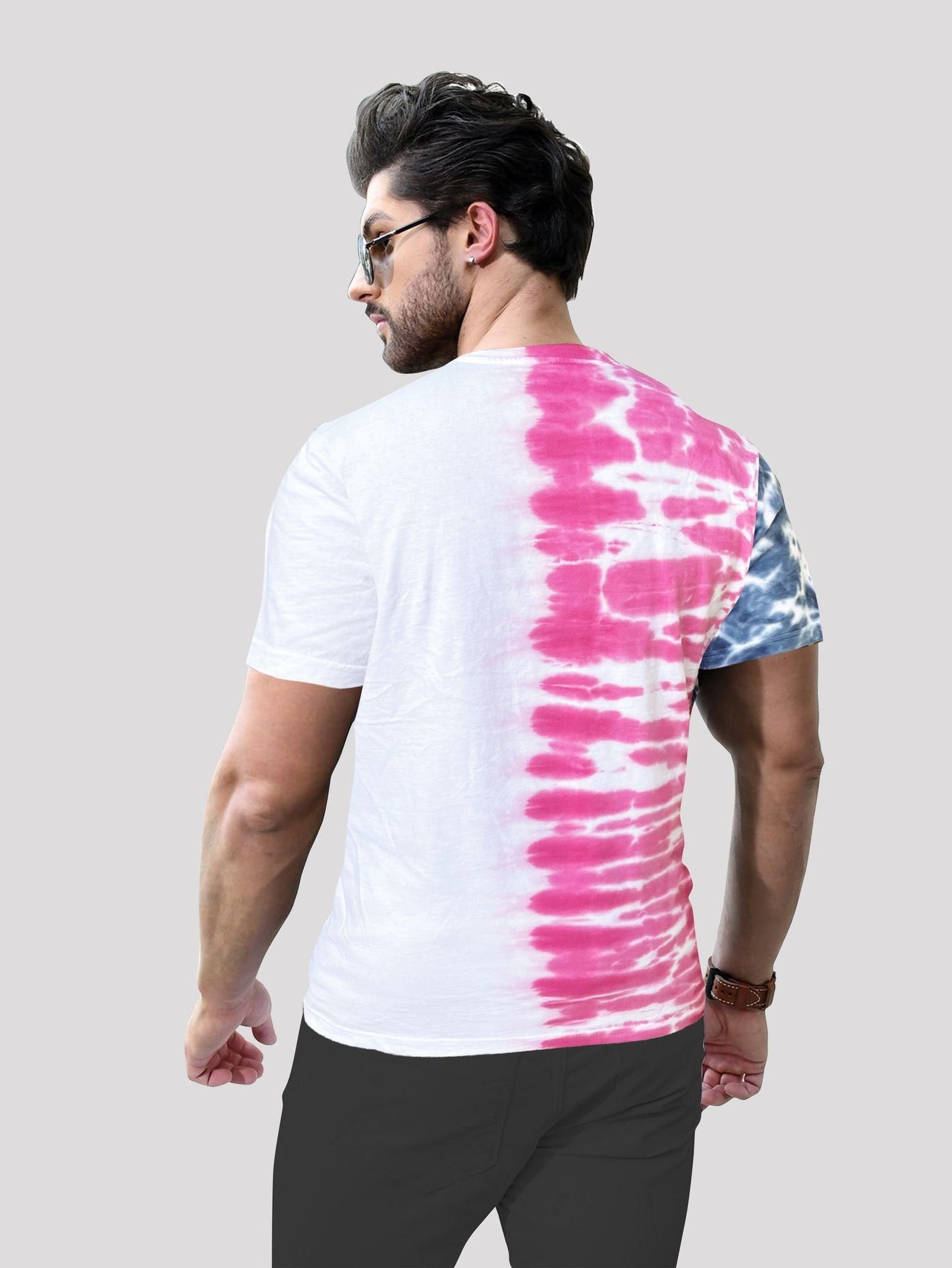 Urgear Cotton Tie & Dye Half Sleeves Mens Round Neck T-Shirt