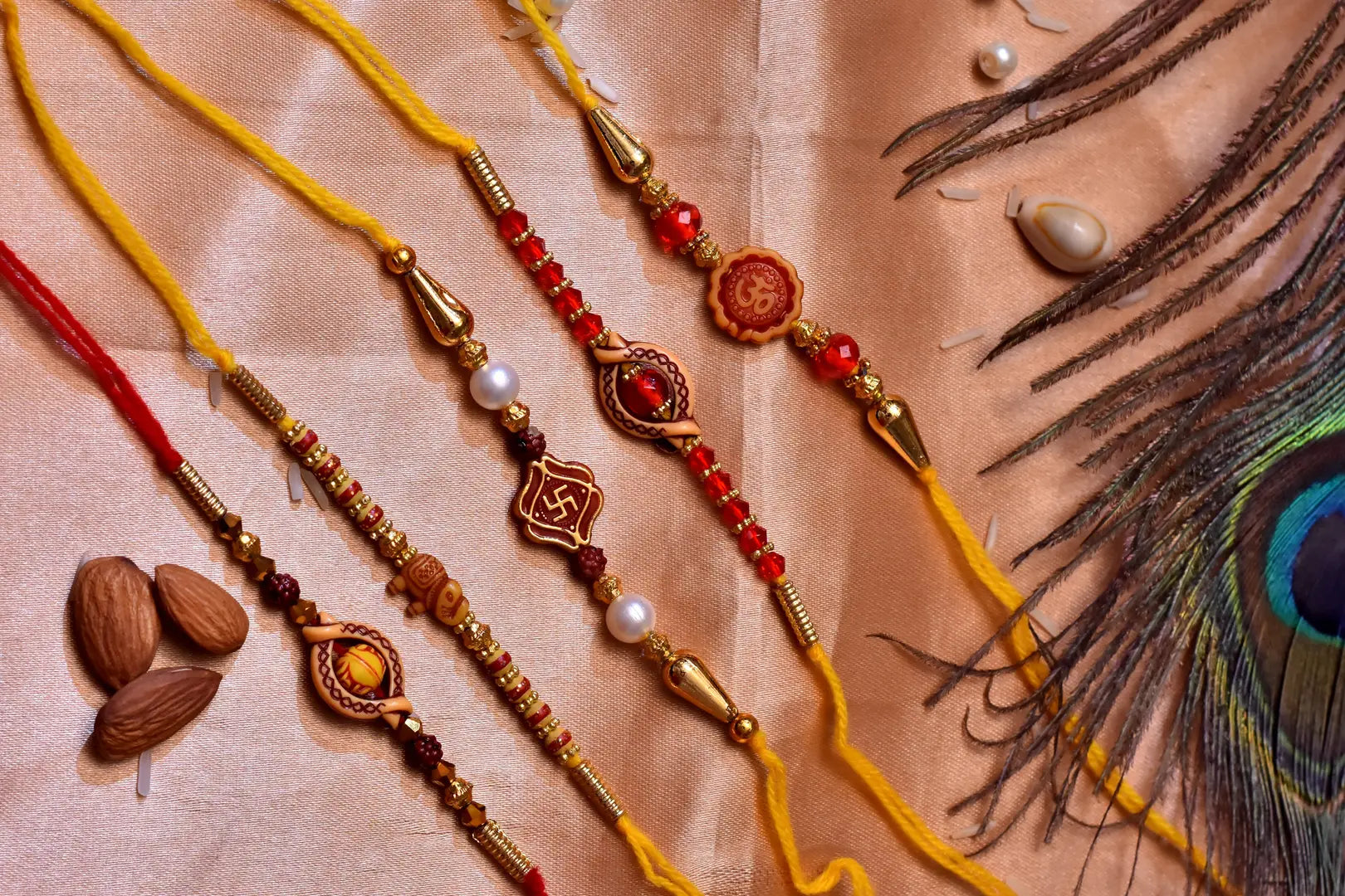 Beautiful Sandalwood Rakhi for Brotyhers Pack of 5