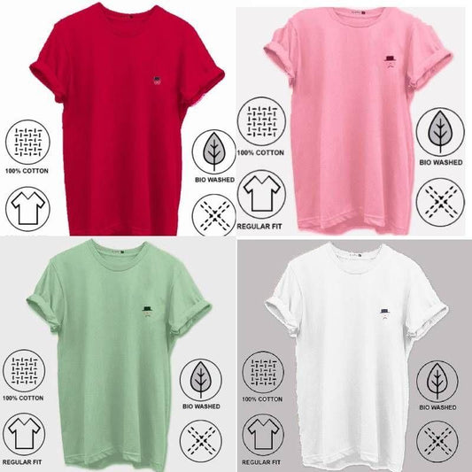 Solid Half Sleeves Mens Round Neck T-Shirt Pack Of 4