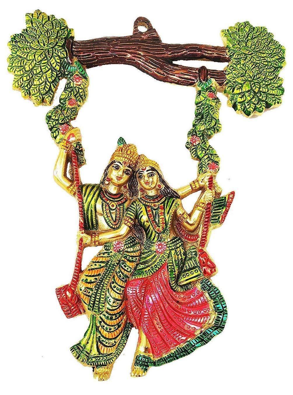 Colorful Radha Krishna Jhula (Metal)