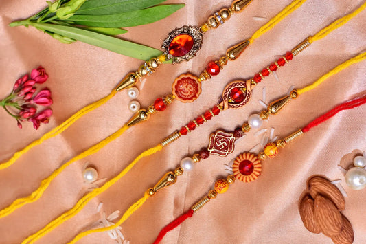 Beautiful Sandalwood Rakhi for Brotyhers Pack of 5